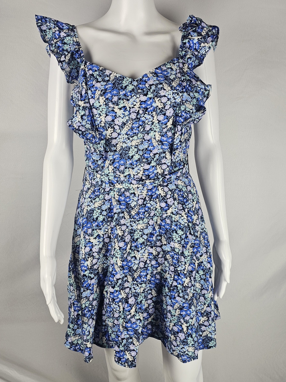 Trixxi Blue Floral Ruffle Mini Dress